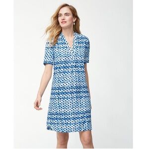 Tommy Bahama M Shirt Dress Dot Matrix Short Sleeve Shibori Style‎ Coastal Vacay